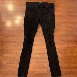 Black Skinny Biker Jeans